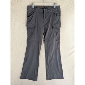 Prana Cargo Convertible Pants Womens 10 33x30 Sage Gray Hiking Camping Outdoor